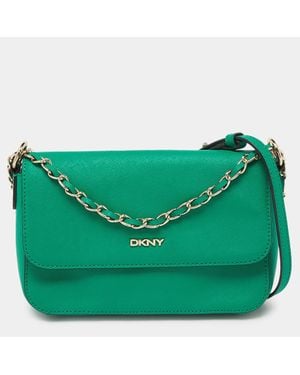 DKNY Leather Bryant Flap Crossbody Bag - Green