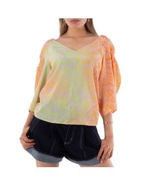 Stella McCartney Ladies Orchid Tie-Dyed V-Neck Blouse, Brand Size 40 (Us Size 6) - Pink