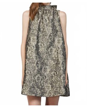 Fate by LFD Floral Jacquard Bow Neck Dress - Green