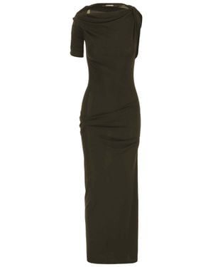 Jacquemus Dark Khaki Cotton Silk Asymmetrical Dress - Green