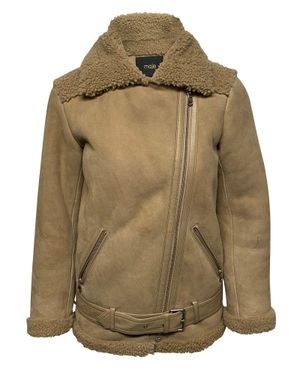 Maje Gombery Shearling Jacket - Green