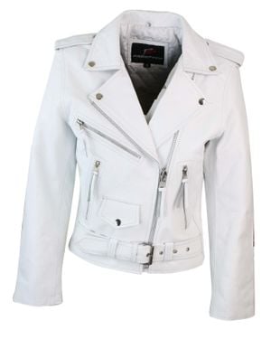 TruClothing Brando Biker Leather Jacket - White