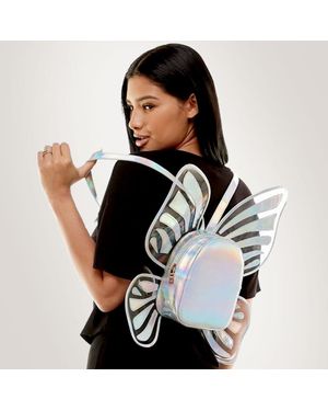 Fashnzfab Hologram Butterfly Backpack Bag 16.5" X 19" - Black