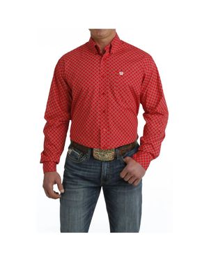 Cinch Long Sleeve Buttondown Shirt - Red