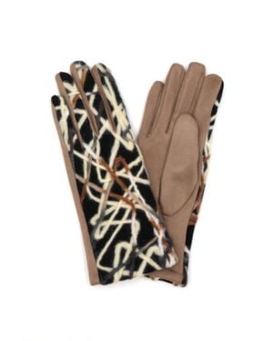Fashnzfab Geometric Embroidered Smart Touchgloves - Brown