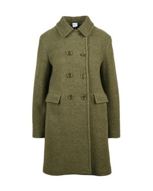 Aspesi Double-Breasted Virgin Wool Coat With Quilted Lining - Green