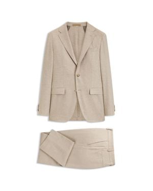 BOSS Slim-Fit Italian Cashmere Suit With Micro Pattern - Natural