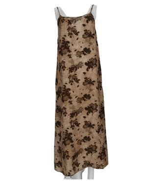 Uma Wang Sleeveless Flared Hem Viscose-Blend Midi Dress - Natural