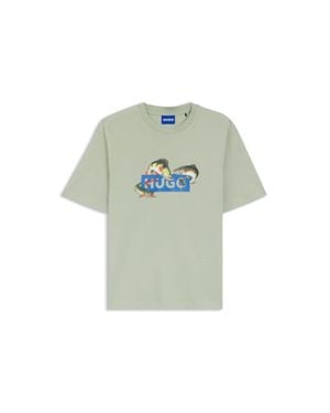 HUGO Printed-Artwork T-Shirt - Green