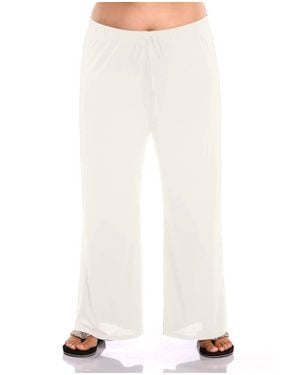 Always for Me Plus Size Tie Front Lounge Beach Cover Up Pant - White