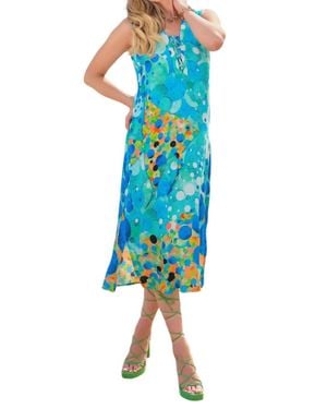 Dolcezza Big Angel Fish Mosaic Midi Dress - Blue