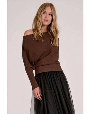 Elan Alaya Off Shoulder Sweater - Brown