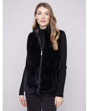 Charlie b Reversible Faux Fur Vest - Blue