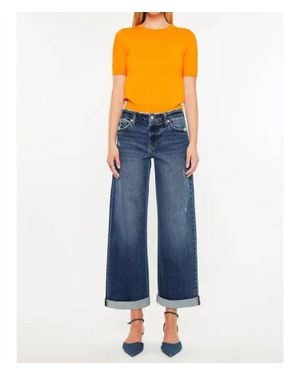 Kancan Rosie High Rise Wide Leg Jeans - Blue