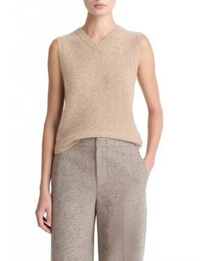 Vince Donegal Plush Cashmere Sweater Vest - Natural
