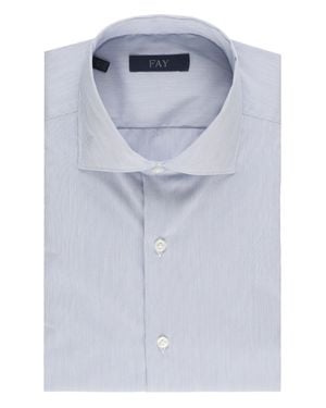 Fay Striped Cotton Casual Shirt - Blue