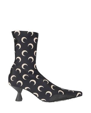 Marine Serre Ankle-Height Pointed Boots With Crescent Heel Detail - Black