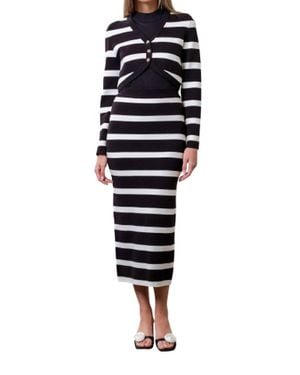 Moon River Lisette Striped Top - Black