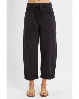 Risen High Rise Boyfriend Cuffed Barrel Jeans - Black