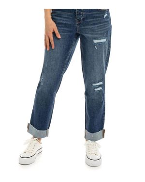 1822 Denim Addy Mid Rise Cuffed Girlfriend Jean - Blue