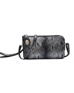 Jen & Co. Python Print Twist Lock Clutch Crossbody Wristlet - Black