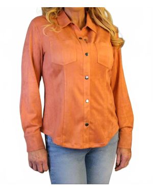 WAY?® Suede Snap Front Shirt - Orange