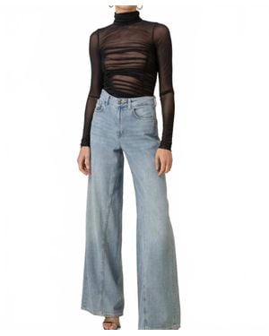 Line & Dot Quincy Turtleneck Mesh Top - Blue