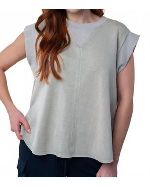 White Birch Washed Scuba Top - Gray