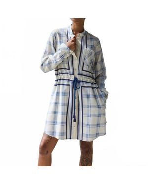 Hope for Flowers Band Collar Mini Shirtdress - Blue
