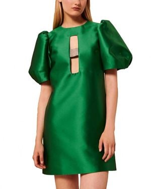 Tara Jarmon Silk Rettel Mini Dress - Green