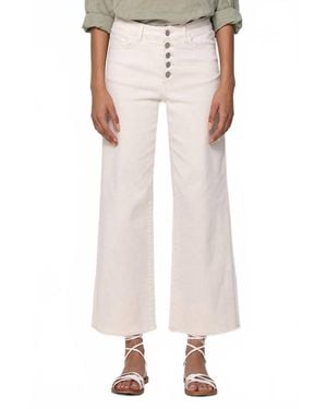 Flying Monkey Maci High Rise Button Up Crop Wide Leg Jeans - Natural