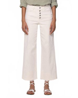 Flying Monkey Maci High Rise Button Up Crop Wide Leg Jeans - White