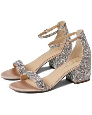 Betsey Johnson By Mari Sandals Us 9.5W Champagne Block Heel Khd2653 - Metallic