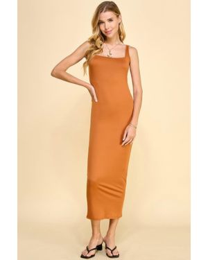 TRUEDAMES Square Neck Tank Maxi Dress - Natural