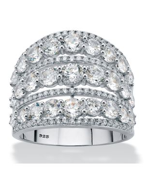 Palmbeach Jewelry 5.23 Tcw Cz Sterling Multirow Cocktail Ring - Gray