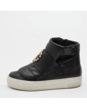 Roberto Cavalli Leather High Top Sneakers - Black