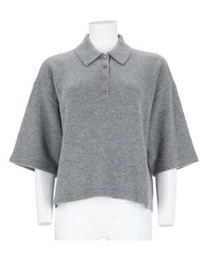 FRAME The Academy Cashmere Knitted Polo Shirt - Gray