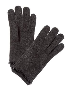 Portolano Pearls On Cuff Cashmere Gloves - Black