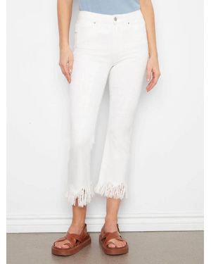 Charlie b Cropped Fringed Hem Bootcut Jeans - White