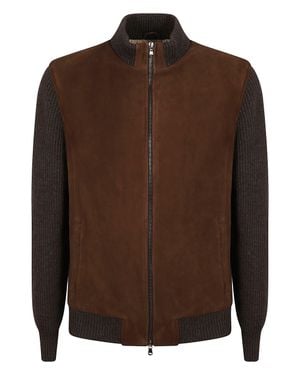 Barba Napoli Lamb Sj Suede Jacket - Brown