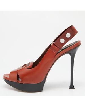 Marni Leather Slingback Sandals - Red