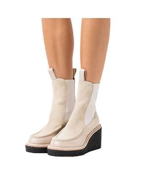 Rag & Bone Paloma Wedge Sloane Suede & Leather Chelsea Boots - Natural