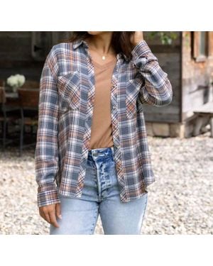 Grace and Lace Favorite Button Up Plaid - Blue