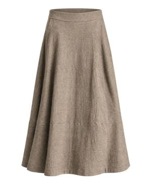 Transit Mud-Tone Long Wide Skirt With Fluid Composite Fabric - Natural