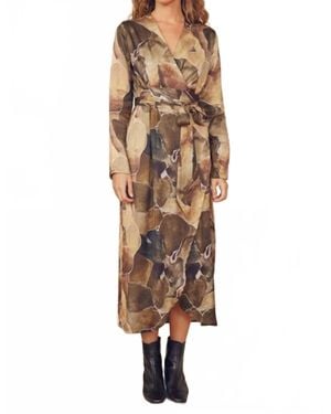Cossac Printed Midi Wrap Dress - Brown