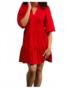 Smith & Quinn Tory 3/4 Puff Sleeve Dress - Red