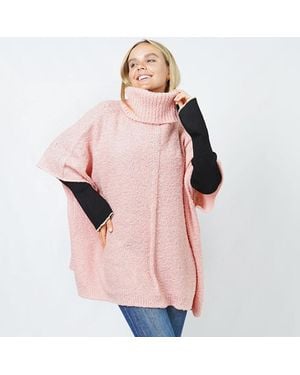 TRUEDAMES Slub Knit Turtle Neck Pullover - Pink