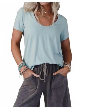 Three Bird Nest Scoop Neck Bralette Tee - Blue