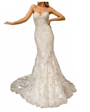 Kitty Chen Couture Zander Fit And Flare Gown - White