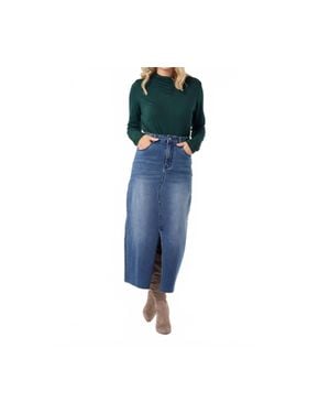 Coco + Carmen Everstretch Long Skirt With Front Slit - Blue